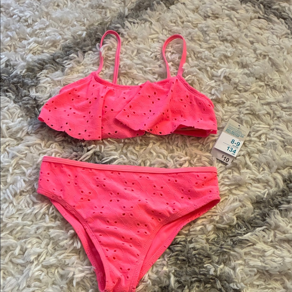 Pink Eyelet Kids Swim Set